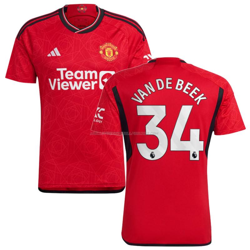 maillot van de beek manchester united 1ème 2023-24